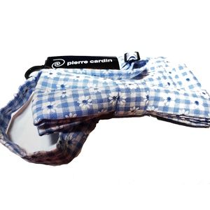 Pierre Cardin Floral Bow Tie Seersucker Plaid NWT